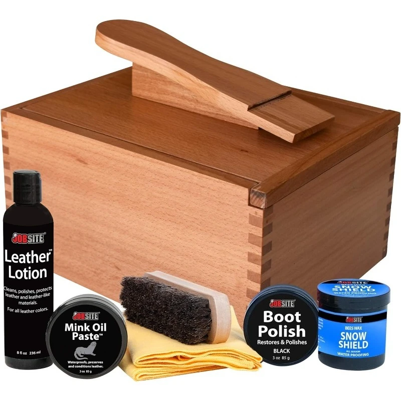 

Shoe Shine Valet Box - Hardwood Boot & Shoe Care