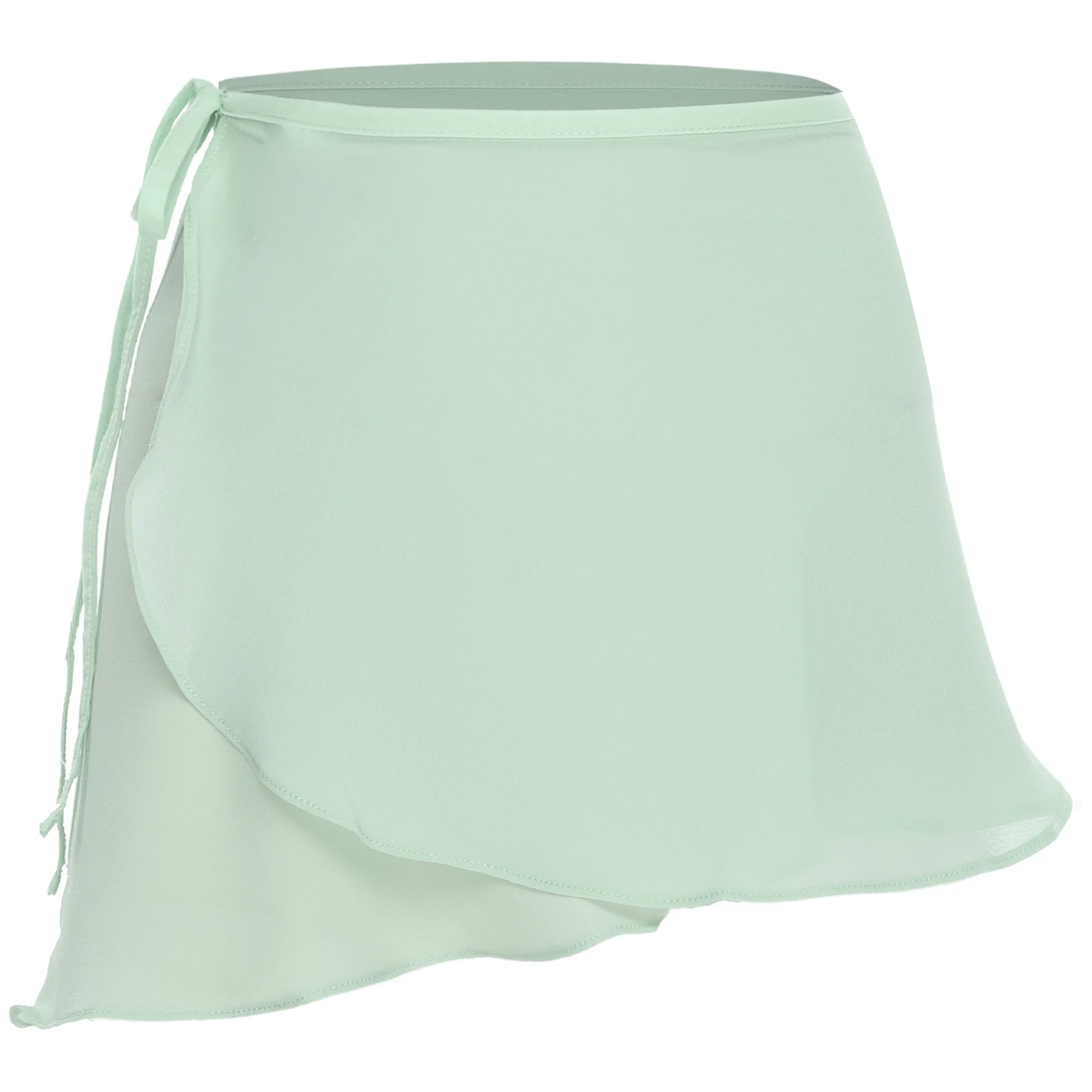 2025 여성용 플로위 시폰 댄스 스커트 사이드 타이 원피스 랩 스커트 댄스 레깅스 커버업 스커트 (발레 왈츠 댄스 수업용)