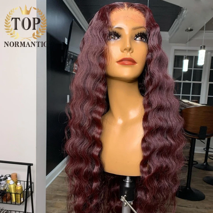 Topnormantic 99J Cor 13x4 Lace Front Perucas Para As Mulheres Onda Do Corpo Remy Brasileiro Peruca de Cabelo Humano com Pré Arrastado Linha Fina