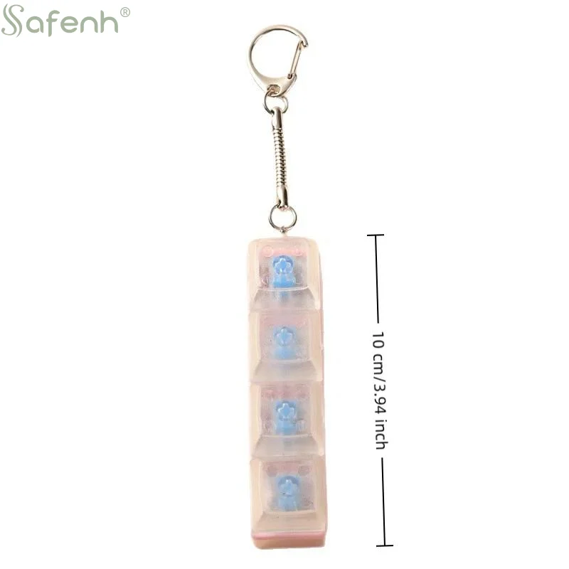 4 Keys Button Keycap Stress Relief Adult Fidget Toy Keychain 4 Keys Keyboard Fidget Gadgets Toys DIY Keyboard Keychain Toys