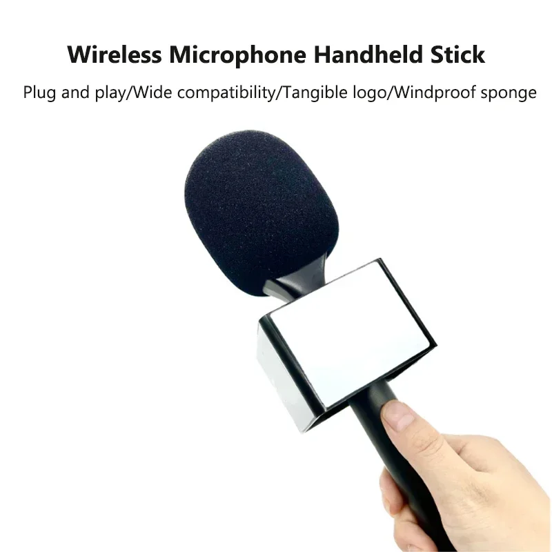 Handheld Stick Wireless Microphone Handheld Adapter Square Logo Interview Box For DJI Mic/Moma/Rode Go/Relacart Microphones