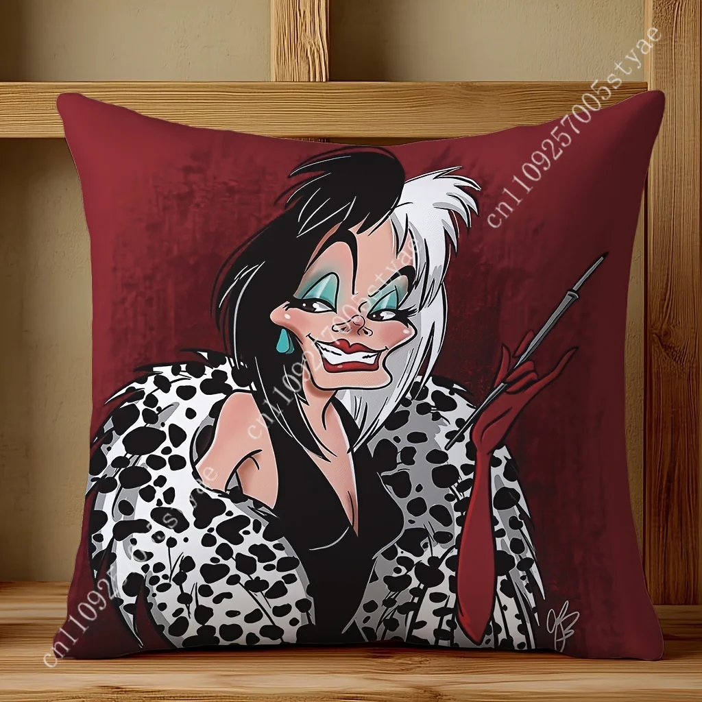 ديزني الشرير Cruella المخدة ديزني الكرتون كيس وسادة لينة أريكة سرير الديكور حفلة صبي فتاة الهدايا غطاء وسادة مخصص #2