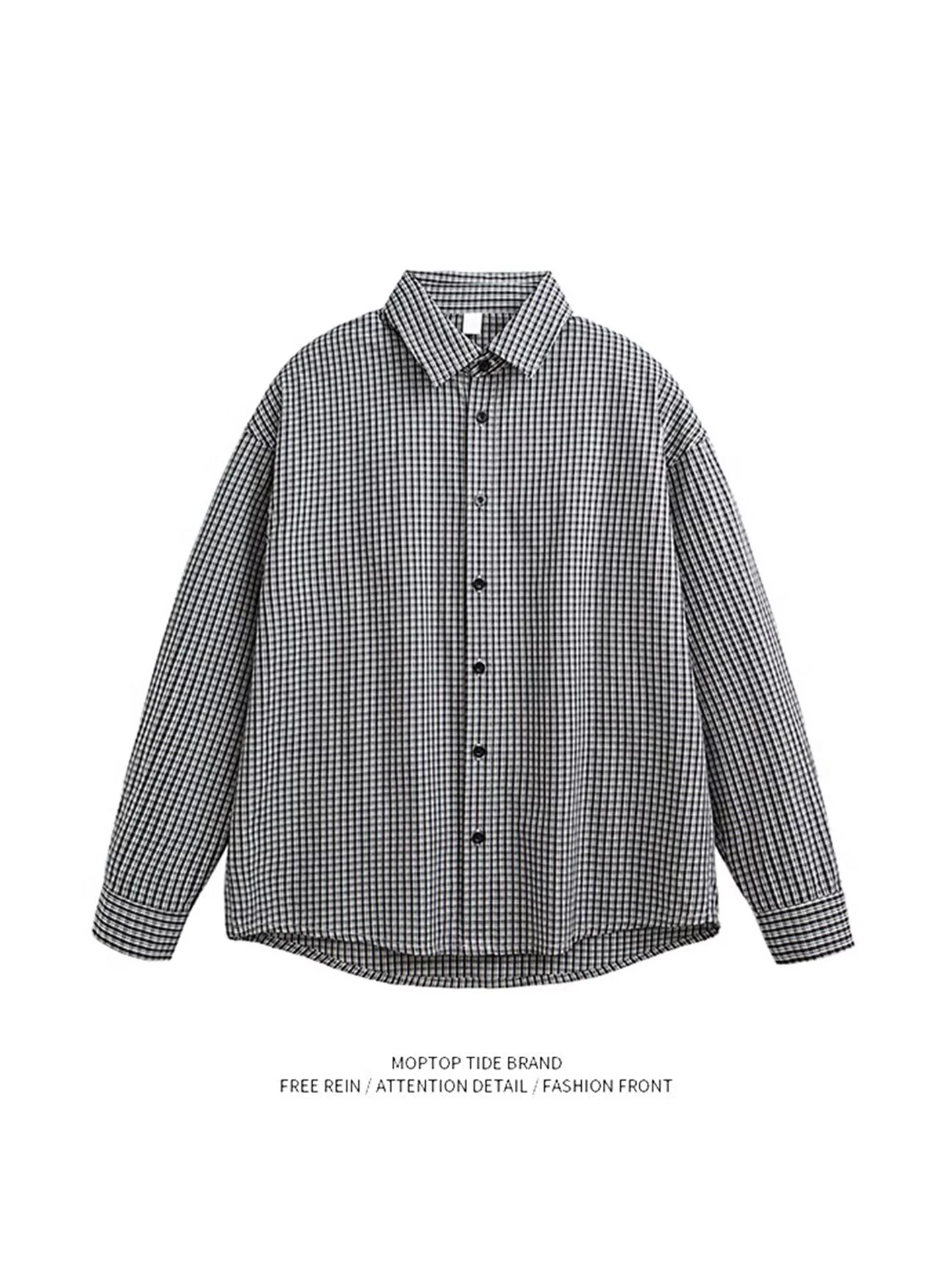 

Classic American Retro Plaid irt Men's Women's Spring Loose Casual Cleanfit Long Sve irt Jaet Polyester Fiber