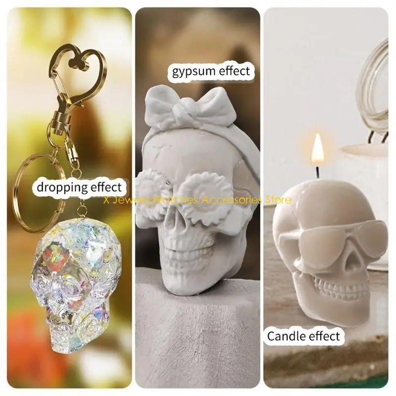 31kd pingente moldes chaveiro molde argila halloween crânio forma jóias fazendo ferramenta