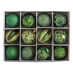 12PCS 6CM Christmas Ball Ornaments Xmas Tree Hanging Pendant For Christmas Decorations 2025 Navidad New Year Gifts Green Pink