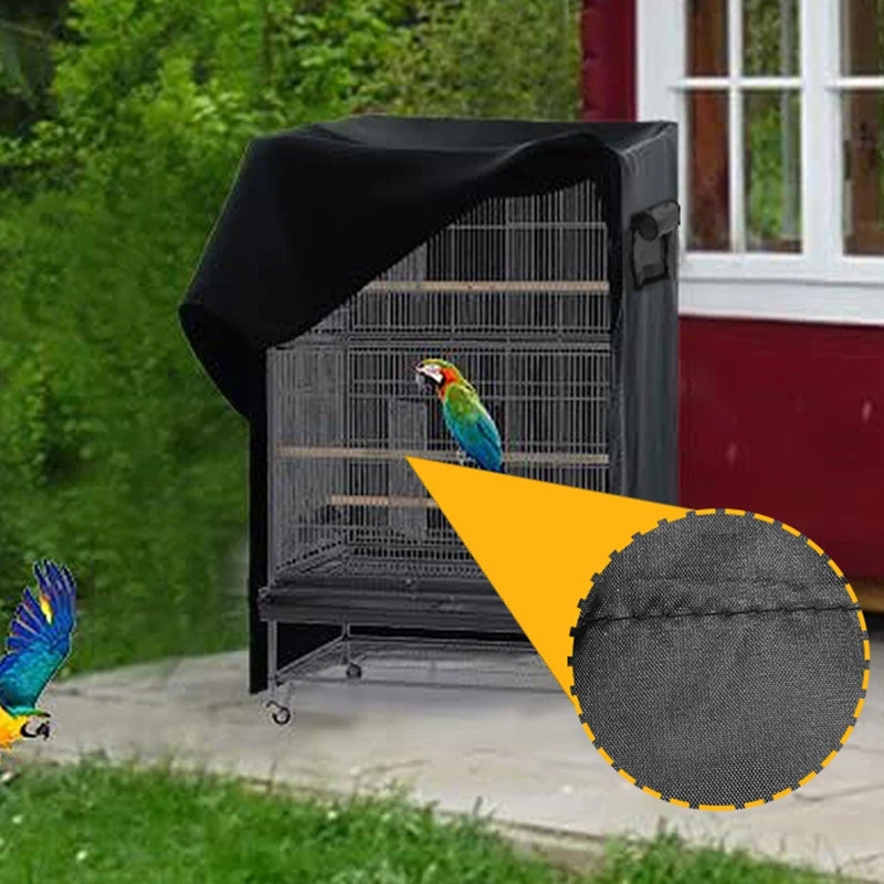 Large Black Bird Cage Cover Washable Windproof Parrot Cages Square Dustproof Blackout Shade Cloth Breathable Birdcage Protective