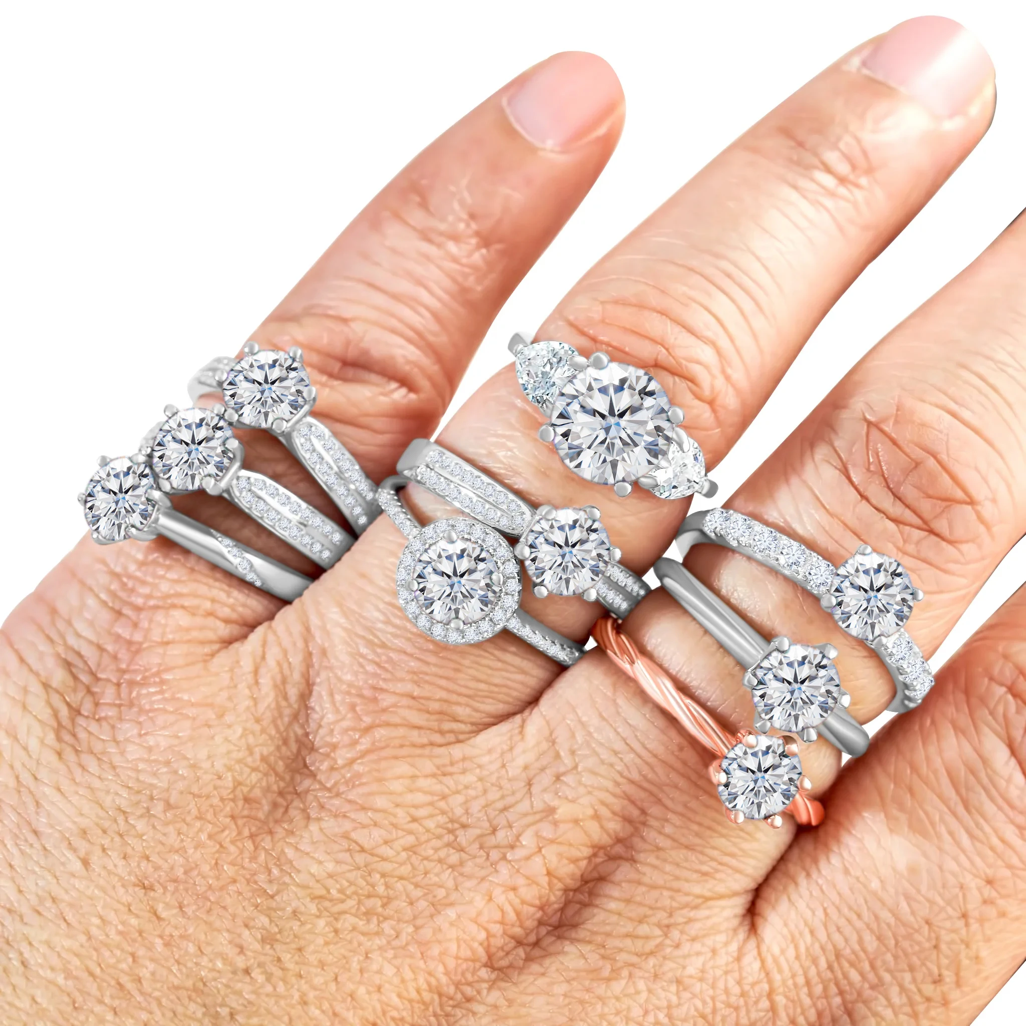 Moissantie Diamantring, Farbe D, Reinheit VVS, aus 925er Sterlingsilber, für Damen und Herren, geeignet für den täglichen Gebrauch und als Geschenk zur Verlobung. – Detail 1