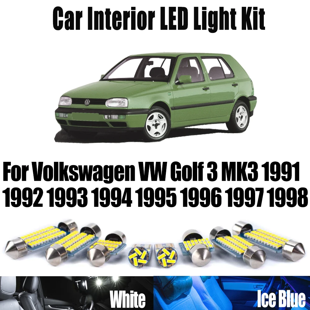 

10Pcs For Volkswagen VW Golf 3 MK3 1991 1992 1993 1994 1995 1996 1997 1998 LED Interior Reading Dome Light Kit Canbus Car Bulbs