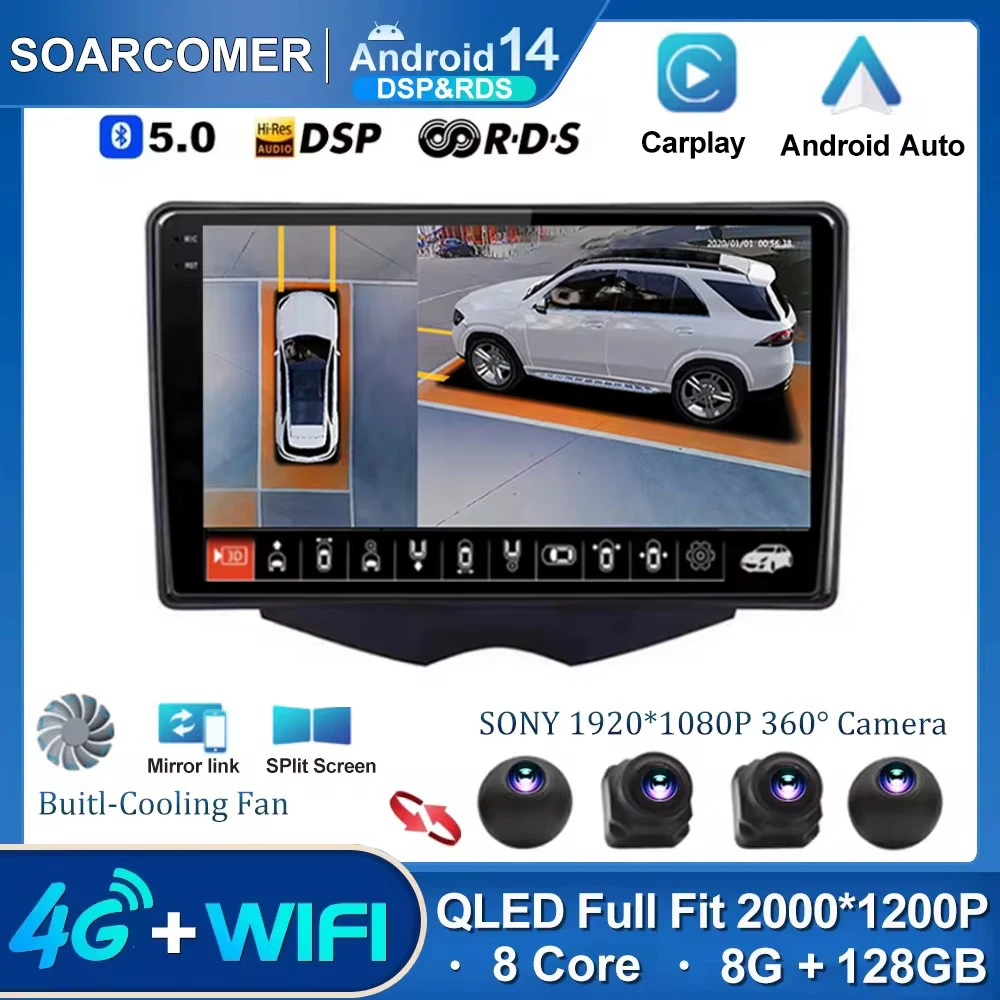 Android 14 For Hyundai Veloster FS 2011 2012 - 2017 Car Radio Stereo Multimedia Video Player TB GPS Navigation DSP DVD 