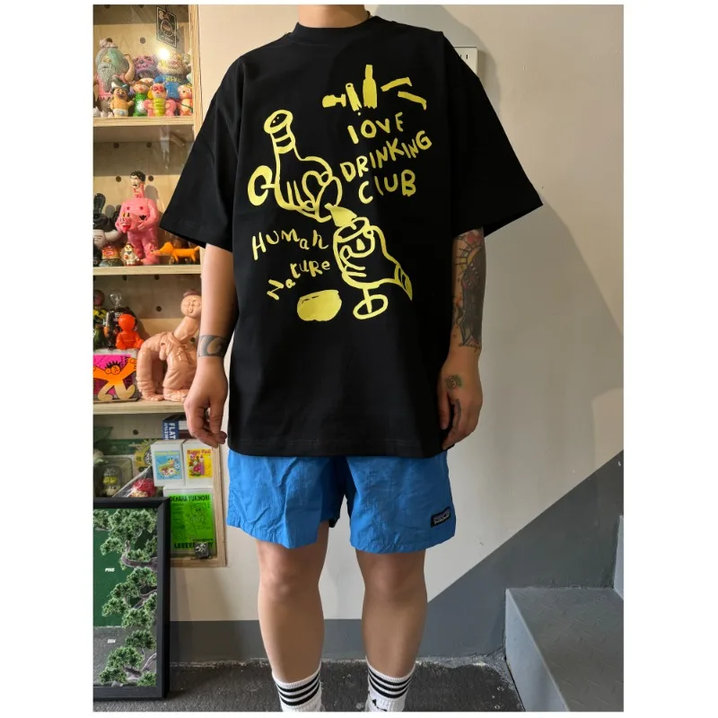 

Original Love Beer Element Club - Cheers Bar American Retro Casual Men's and Women's Couple's Loose Small Short Sleeved T-shirt