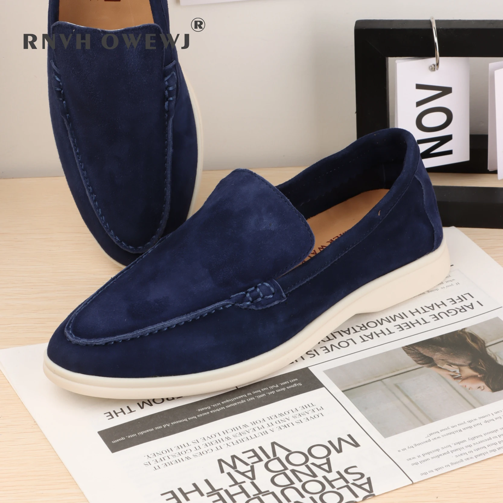 

Suede Leather Loafers Shoes 2023 Spring Autumn Luxury Design Women Shoes Rubber Sole Men Flat Loafers Comfortable Moccasins Mule