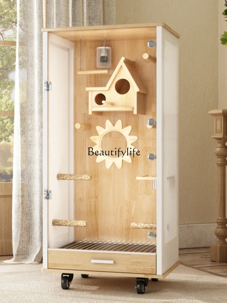 GG8.Solid Wood Luxury Villa with Nest Large Extra Large Double-Layer Bird Cage CustomiGG8ation
