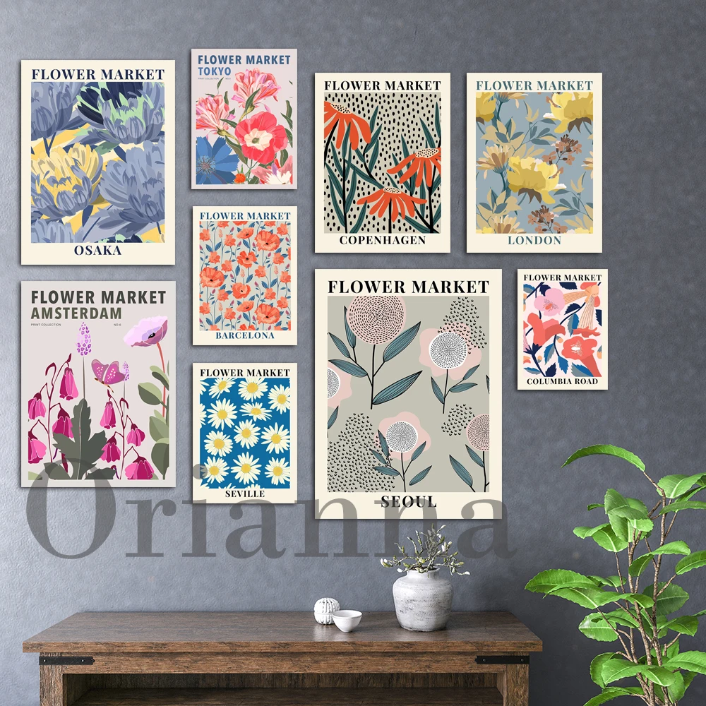 

Seoul London Osaka Amsterdam Columbia London Barcelona Copenhagen Stockholm Tokyo Seville Flower Market Poster Spring Art Print