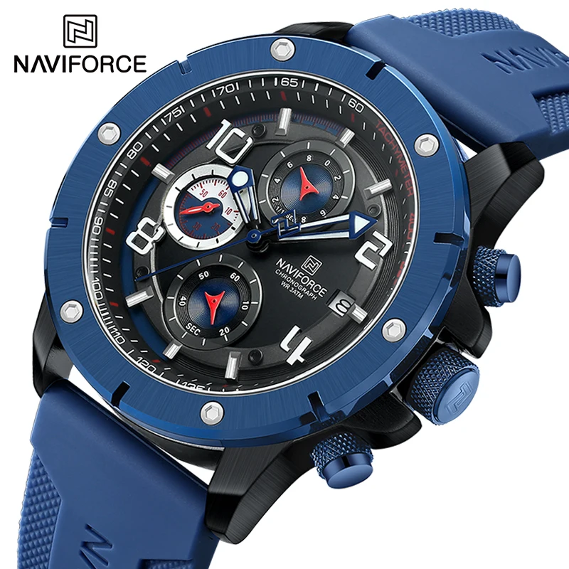 

NAVIFORCE Men's Wristwatch Top Brand Male Quartz Silicone Watches Business Waterproof Multifunction Man Clock Relogio Masculino