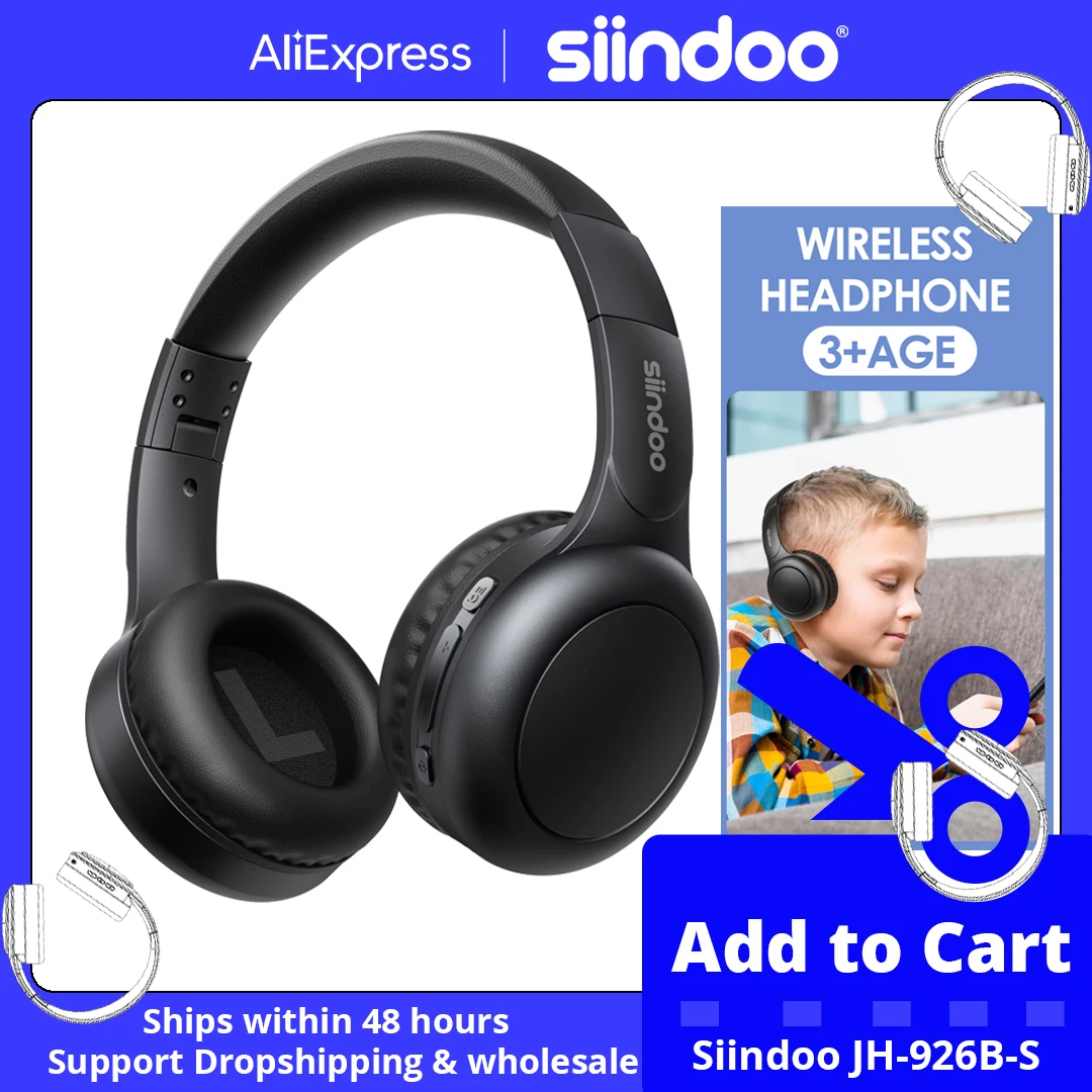 Siindoo JH-926B Wireless Bluetooth Headphones Foldable Earphones Super Bass Noise Reduction Mic With 3EQ For Adult Kids for TV