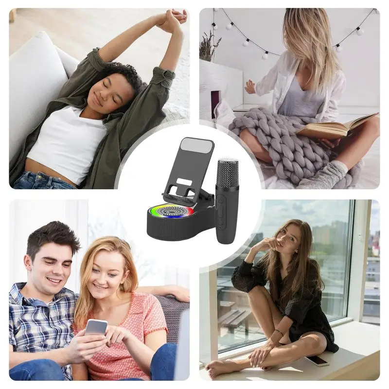 Soporte de teléfono con altavoz, soporte de altavoz de carga, luces LED, dispositivos de tecnología genial para ducha, escritorio de coche, fiesta, Camping, lugar de trabajo, viajes