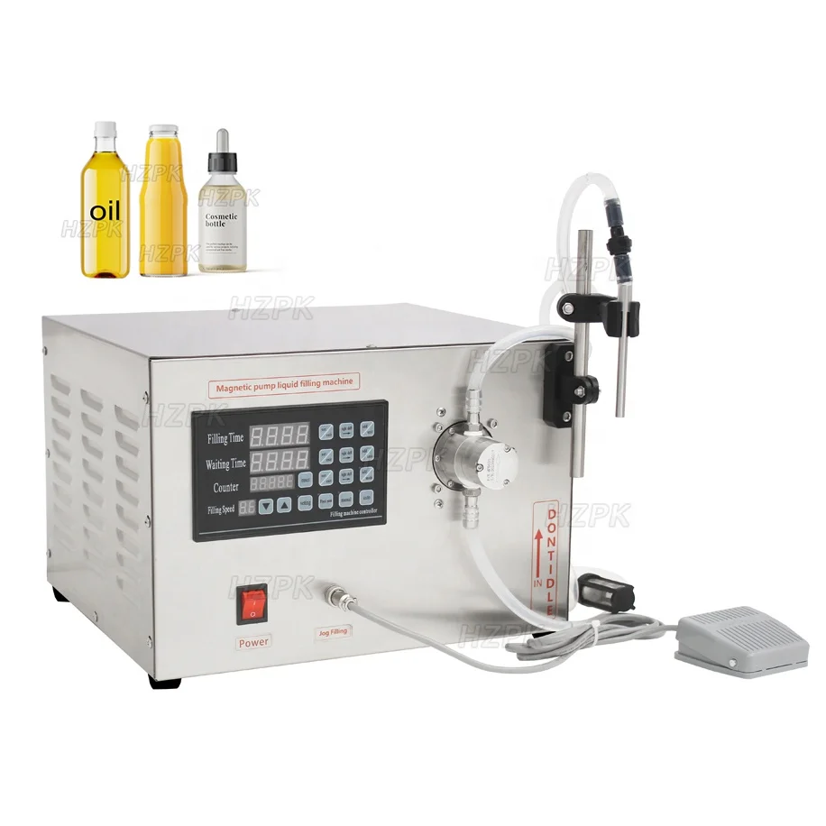 

HZPK Semi Automatic 1 Liter Beverage Water Glass Bottle Electric Magnetic Pump Liquid Digital Filling Machine For Milk