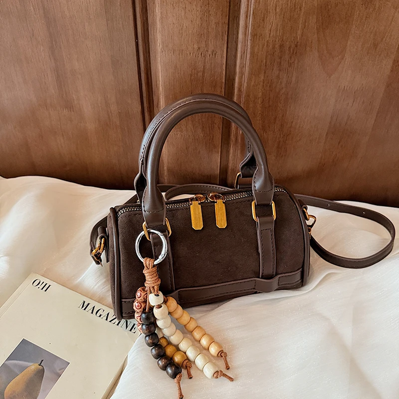 

2025 модные новые высококачественные сумки через плечо и через плечо из искусственной замши Boston, популярные женские сумки в стиле ретро