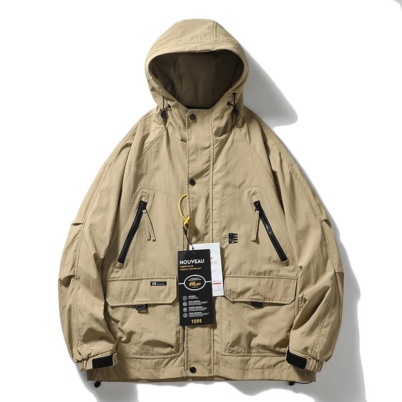 

ARC Outdoor Men's Soft Shell Down Jacket, Fine Check Texture, Windproof, Waterproof, Multi-pocket Fashionable Camping Jacket