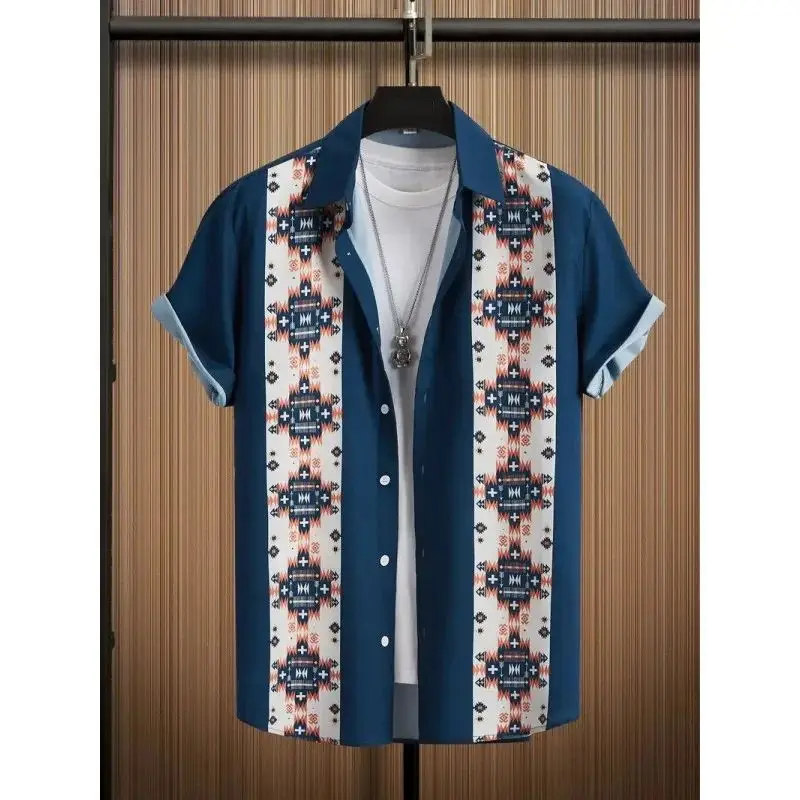 Palmshadow Men's 3D Printed Breathable Sve Shirt Special Wide Fit Fleece Lined Thickened  Collar Nine Sleeve Length
