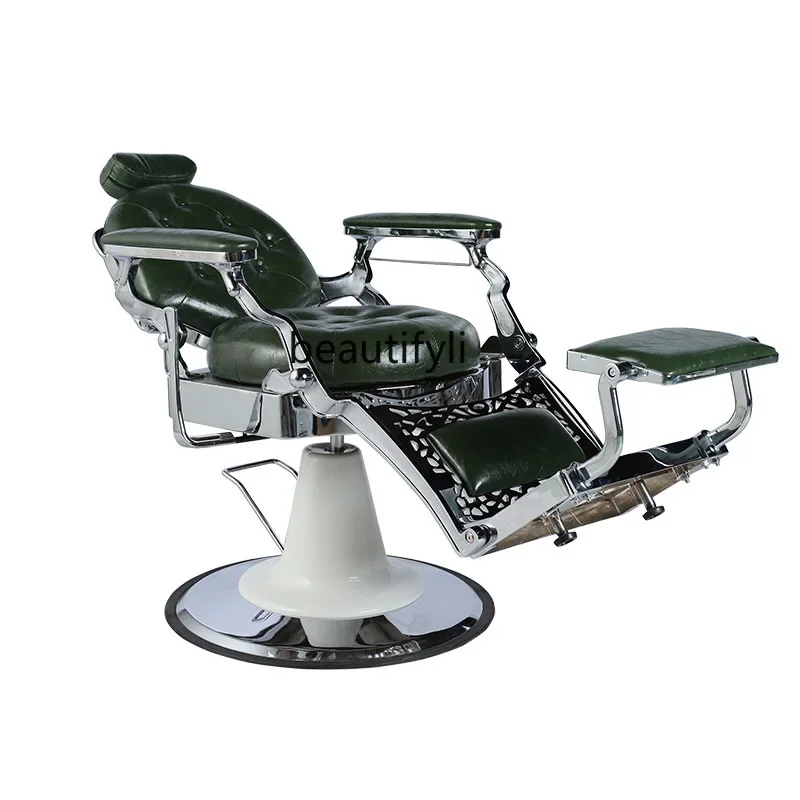 

High-End Hair Salon Men's Oil Head Chairs Barber Shop Hair Cutting Chair Can Be Put down Chair