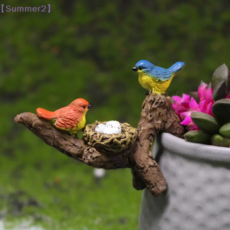 Bird Statue With Branch Adornment Micro Landscape Gift For Mom Realistic Bird Figurine For Balcony Yard Cabinet Garden 〔Sum2〕