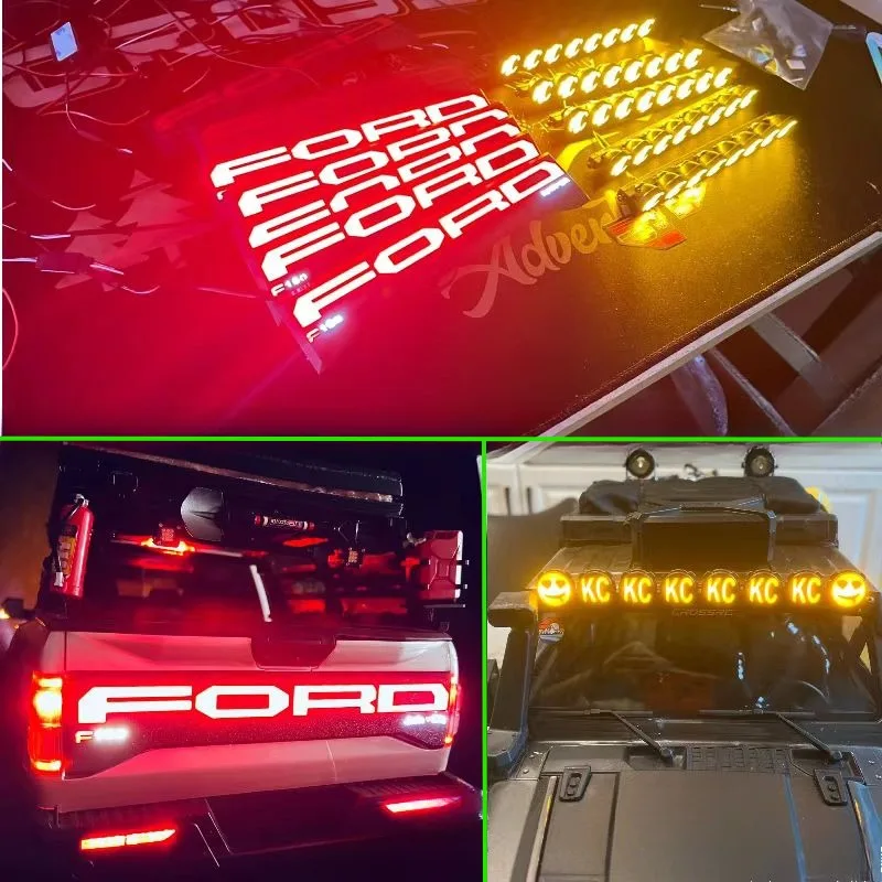 RC Modello di Auto LED Cupola Luce di Pannello Posteriore per 1/10 1/8 1/6 RC Crawler Auto SCX10 TRX4 RC4WD D90 D110 MK07 Serbatoio 300 Raptor F150