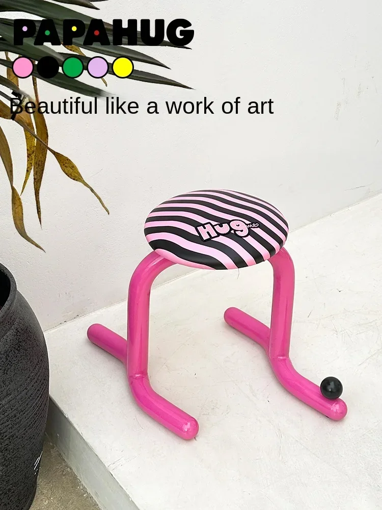 Circular iron stool art design dressing chair niche practical doorstep shoe changing high footed stool ins
