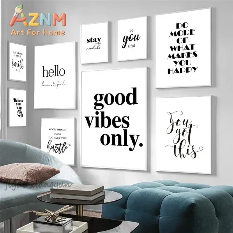 Live Love Laugh Inspiring Quotes Wall Art Black White Wall Poster Prints Canvas Painting For Living Room Modern Home Decor