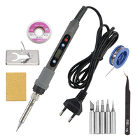 80W Soldering Iron LCD Digital Display Temperature Adjustable 220V EU Electric Solder Iron Set Welding Rework Station Repair Kit