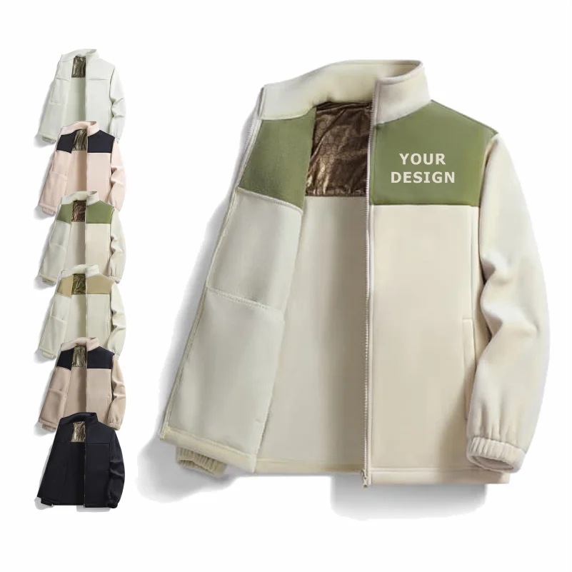High Quality Fleece Jacket Stand Collar Zipper Outdoor Thickened Autumn Winte Fashion Unisex Warm Coat Free Printing Your Design