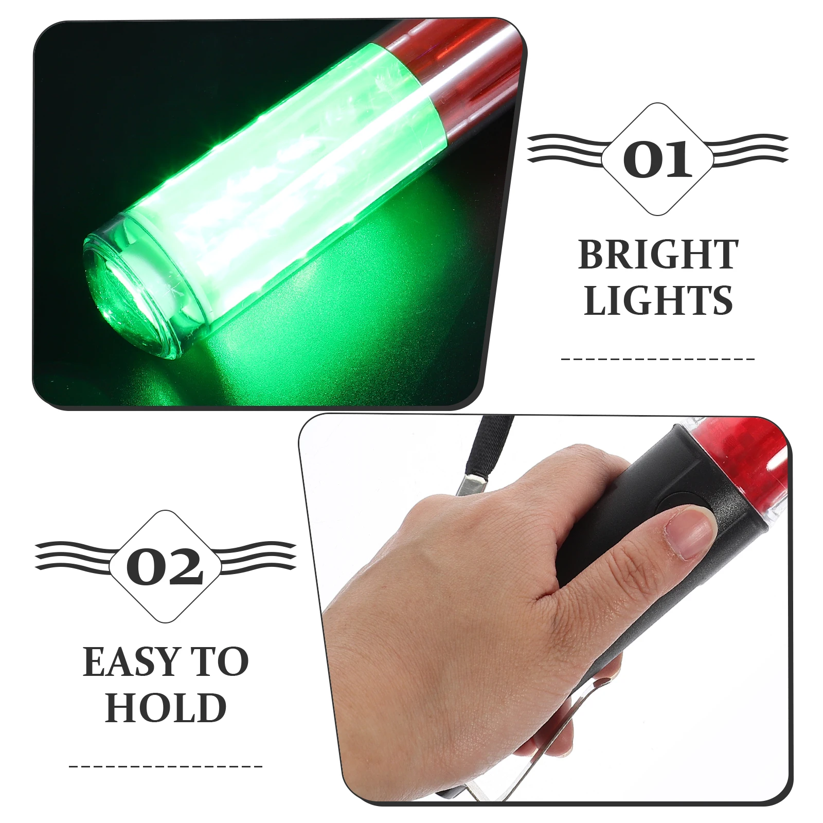 

Traffic Baton 26cm LED Glow Stick for Concert Party Reusable Cheering Light Hook Evacuation Warning Tool Luminous Decorative