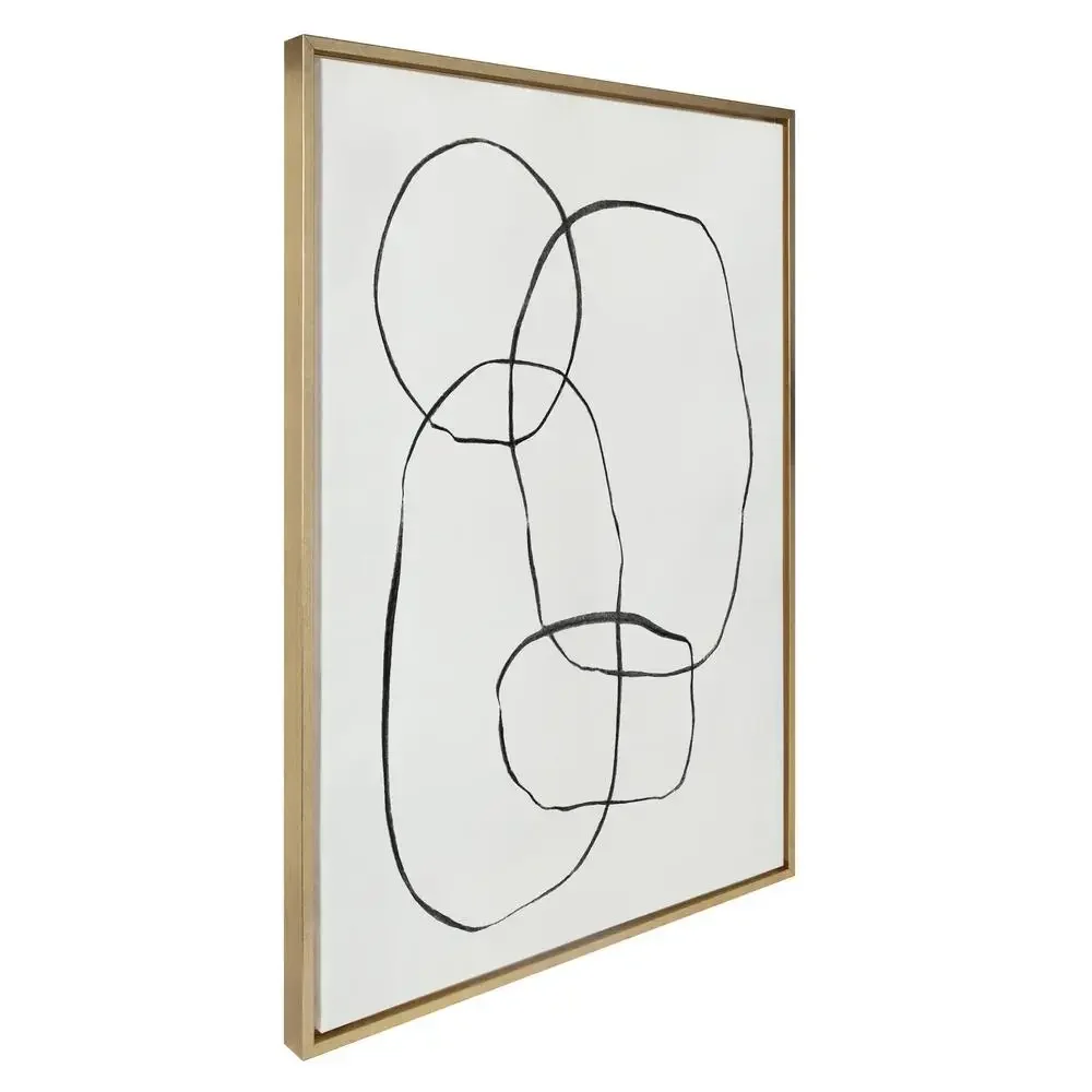 Modern Circles Framed Canvas Wall Art 28x38 Geometric Gold Abstract Print by Teju Reval USA Made & Locally Framed Easy to Hang