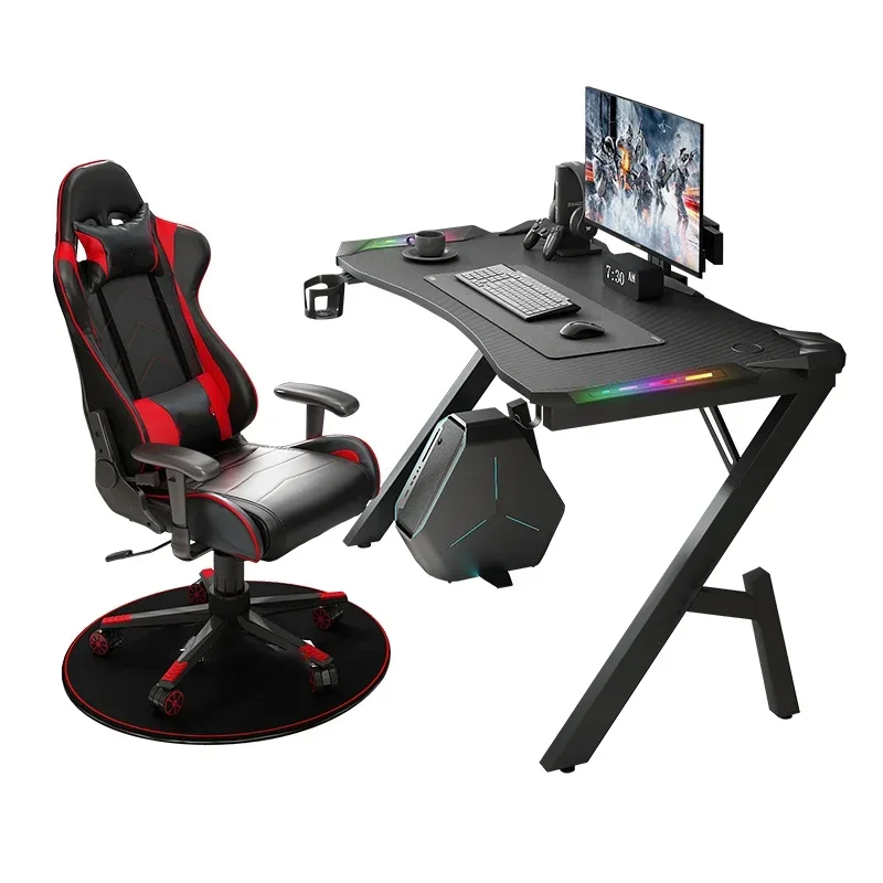 Factory Wholesale Gaming Table with RGB LED Lights PC Laptop Computer Gaming Desk Custom Black Cheap Game Room Desk