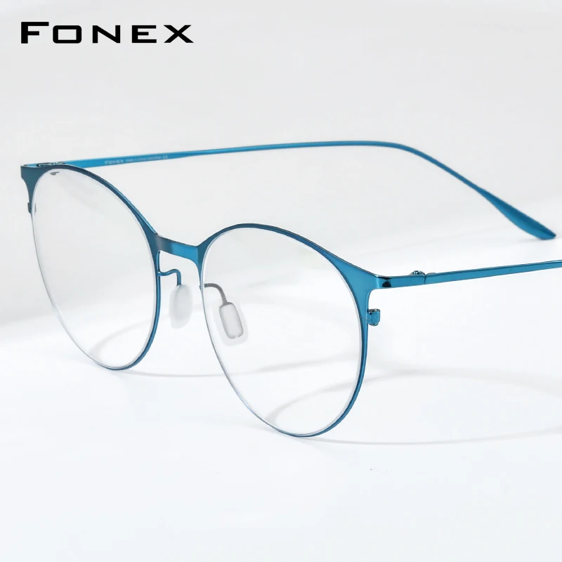 FONEX Alloy Eyeglasses Frame Women Vintage Brand Design Round Glasses Men Retro Japanese High-Quality Ultralight Eyewear 8106