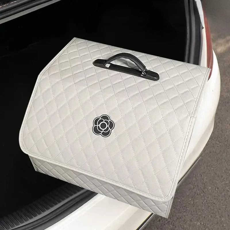 

Car Trunk Organizer Box Large Capacity Stowing Tidying Auto Trunk Storage Boxes PU Leather Folding For Emergency Storage Box