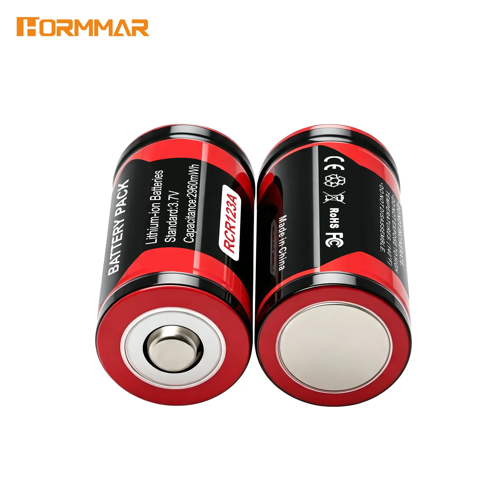 RCR123A 3.7V Lithium‑ion Rechargeable Battery 2980mWh 16340 Batteries for Flashlight Security Device Toys