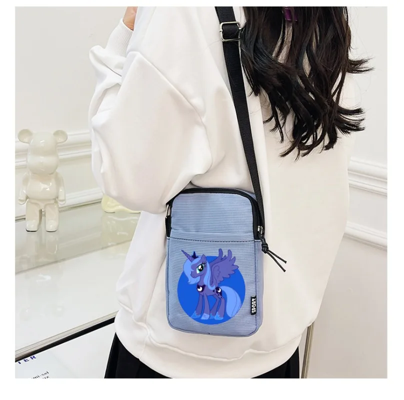 حقيبة كتف للفتيات من My Little Ponys حقيبة كتف كرتونية مطبوعة على شكل وحيد القرن للطالبات حقيبة هاتف صغيرة كاواي للنساء جيوب كروس غير رسمية هدايا