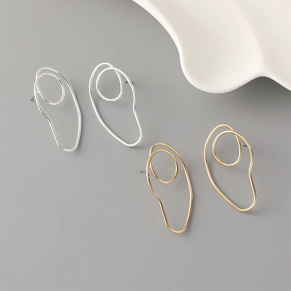 Extremely color simple niche irregular plain ring ins wind stud earrings women's spot wholesale