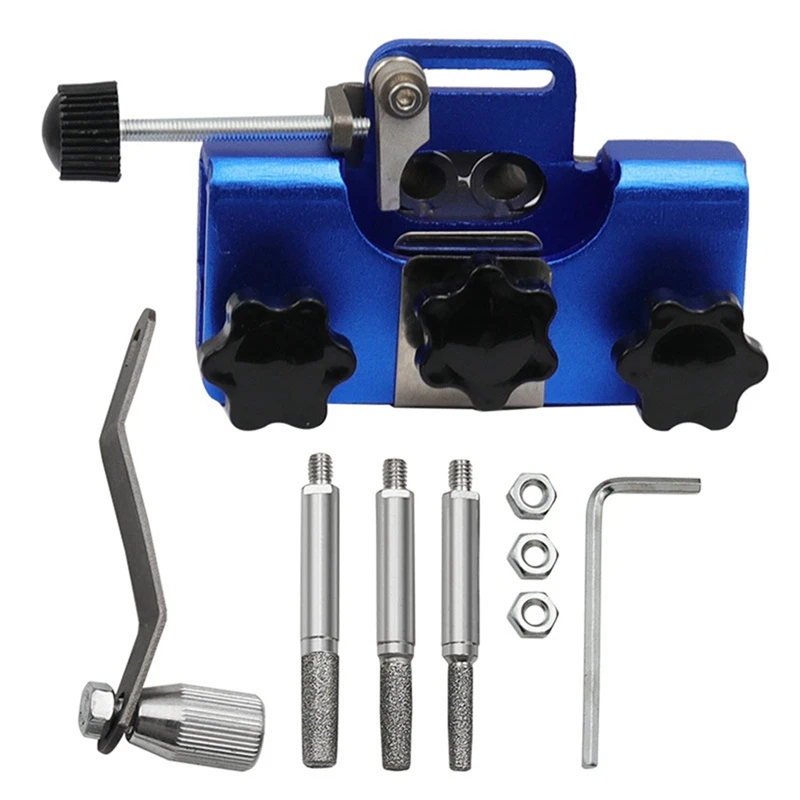 Portable Hand-Operated Chain Grinder Set Chain Clamp Grinder Chainsaw Chainsaw Quick Grinding Tool Blue+Silver