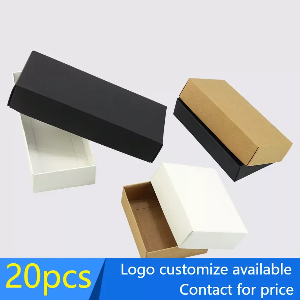 20 pcs Natural Brown Packaging  paper box easy assembly white black kraft handmade gift packing box