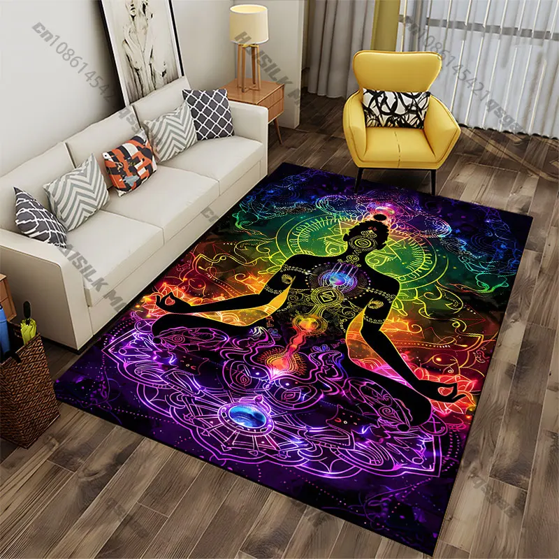 Meditation energy chakras spiritual balance carpet Yoga living room room decor children's crawling mat doormat area rug