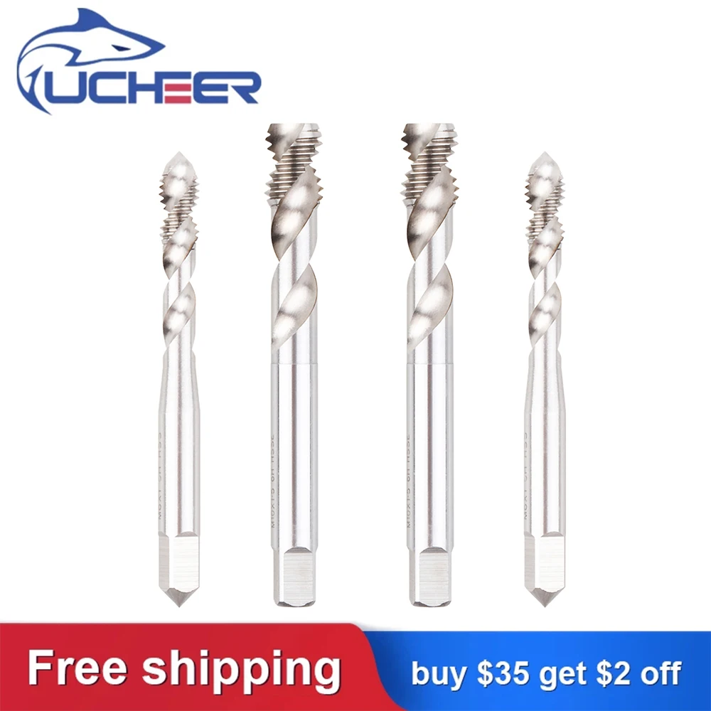 UCHEER 1pcs Aluminium alloy special machine screw tap Metric HSS Spiral Flute Tap Thread Taps Non-Ferrous Metals processing Blin