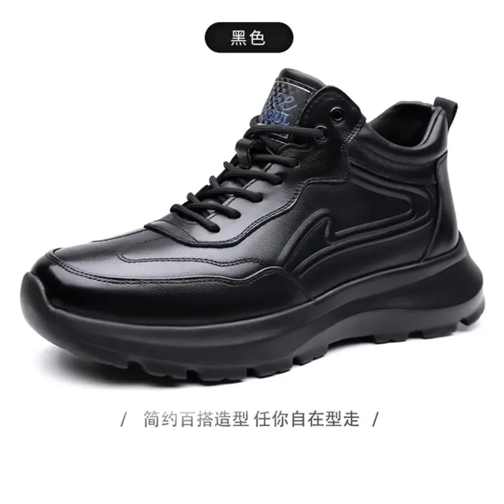 2025 herbst Neue Leichte Männer Casual Leder Turnschuhe Nicht-slip Atmungsaktiv Männlichen Outdoor Laufschuhe Lace Up Weiche Sport schuhe