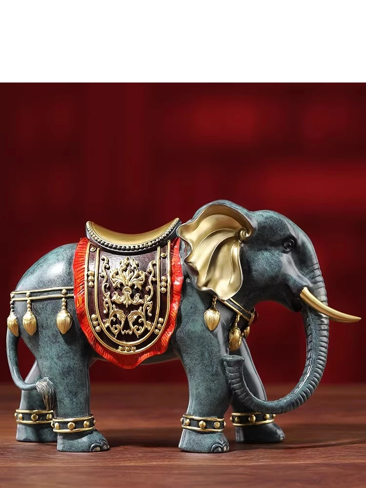 Copper elephant ornament absorbs water, a pair of lucky decoration office living room entrance housewarming gifts