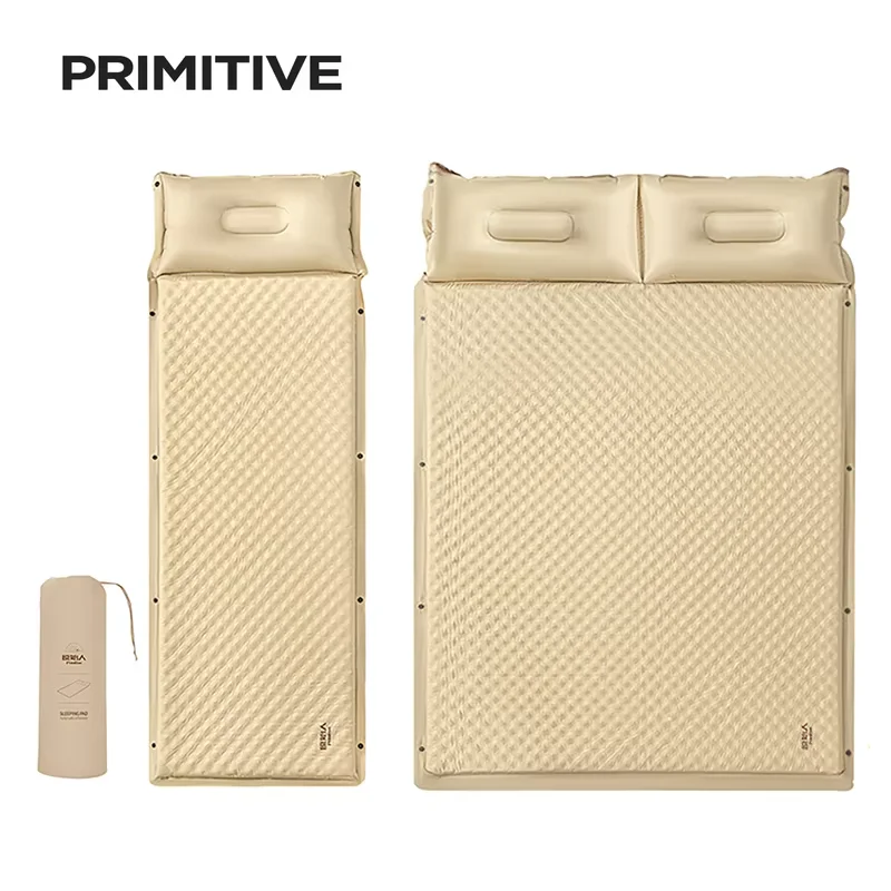 PRIMITIVE Camping Sleeping Pad Self Inflatable Camping Mat with Pillow Ultralight Air Mattress Compact Backpacking Sleeping Mat