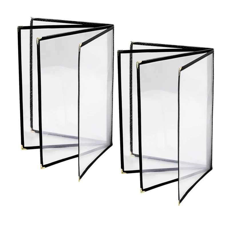 Menu Covers 8.5 X 11 Inch Restaurant Menu Holder 2PCS 4 Page 8 View Transparent Menu Sleeve,Fits A4 Size Paper