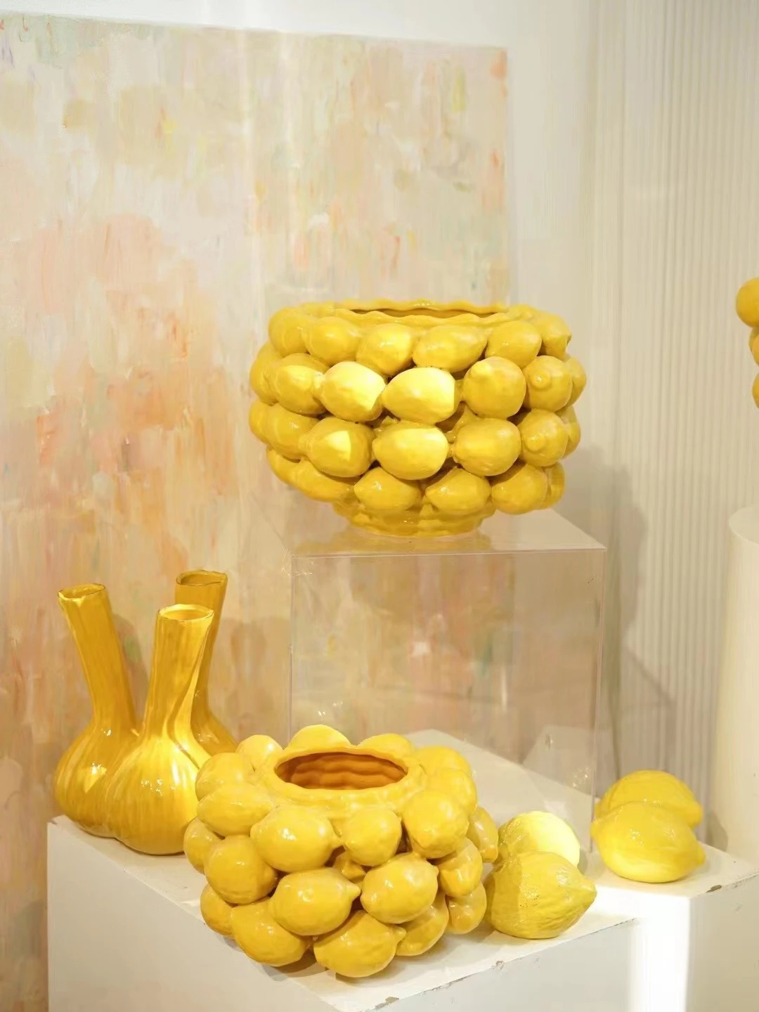 Handmade Yellow Lemon Vase for Home Fruit Series