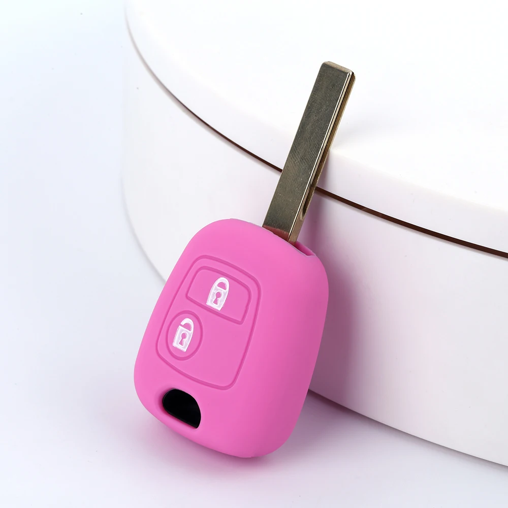 2 Buttons Silicone Case for Peugeot 107 206 307 207 408 for Citroen C2 C3 C4 Berlingo Xsara Picasso for Toyota Aygo Straight Key