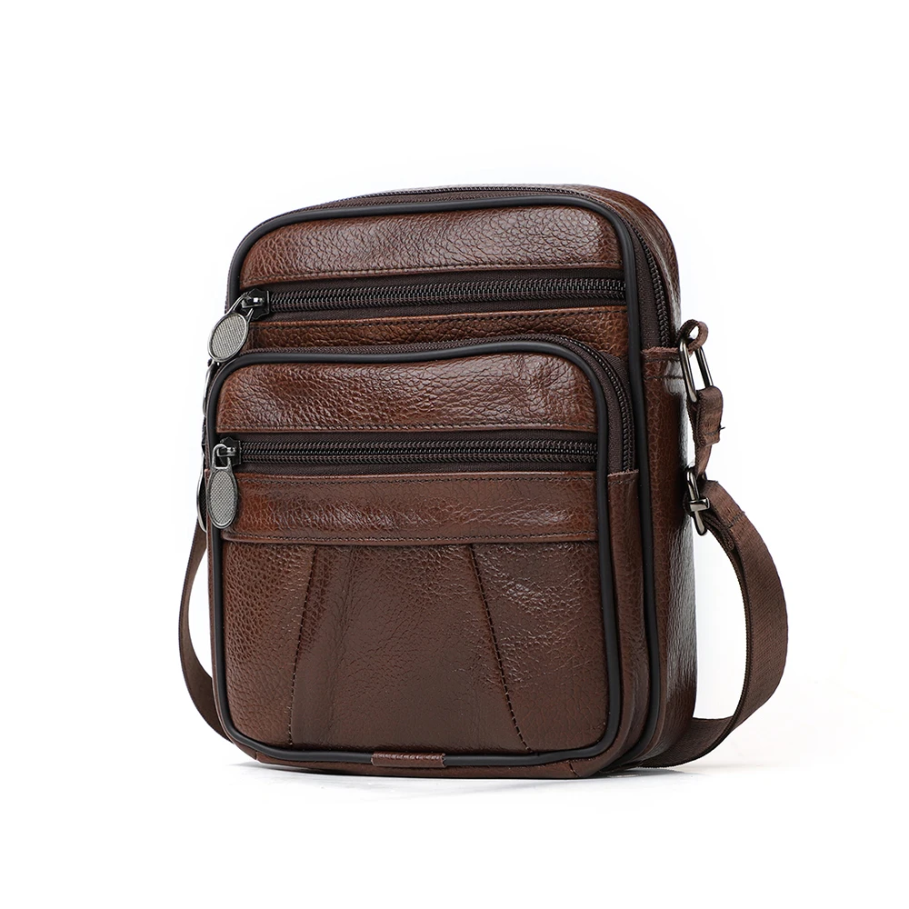 Hot selling genuine leather men's bag fashionable casual shoulder bag cowhide business men's crossbody bag